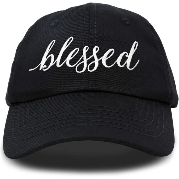 Women's Blessed Embroidered Black Soft Cotton Classic Dad Baseball Hat Cap - Picture 1 of 6
